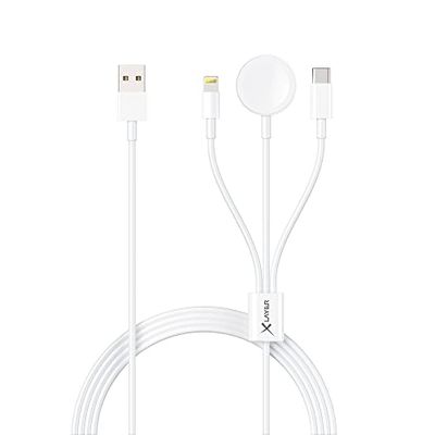 XLayer 3-in-1 multifunctionele kabel met Lightning/Wireless/USB-C 1,5 m wit