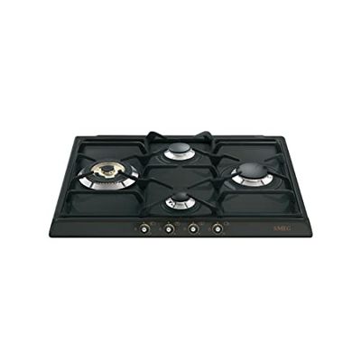 SMEG SR764AO, placa de gás cortina, antracite (brass knobs)