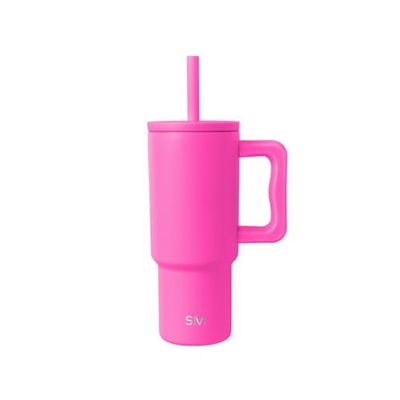 Simple Modern Kids 24 oz Tumbler with Handle and Silicone Straw Lid | Spill Proof and Leak Resistant | Reusable Stainless Steel Cup | Gift for Kids Boys Girls | Trek | 710ml | Raspberry Vibes