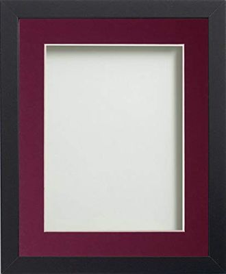 Frame Company Allington Black Photo Frame with Plum Mount, 10x8 for 8x6 inch, fitted with perspex