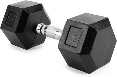 TREXO Mancuernas Hexagonales de 10kg Duradera de Hierro Fundido con Revestimiento de Goma para Gym en Casa con Mango Ergonómico Mancuerna Hex Estable y Versátil HXD100