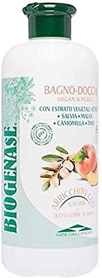 Biogenase - Relaxing Shower Gel with Argan and Peach - Natural Body Wash Enriched with Aloe Vera and Wheat Germ Extracts with Moisturizing and Emolient Agents for Sensitive Skin - Cruelty-Free - 500ml