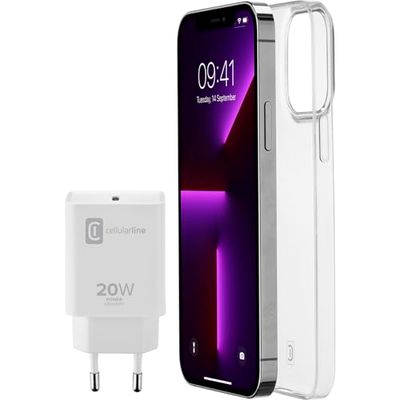 Cellularline - Caricabatterie da Rete - Kit di accessori per la ricarica e la protezione di iPhone