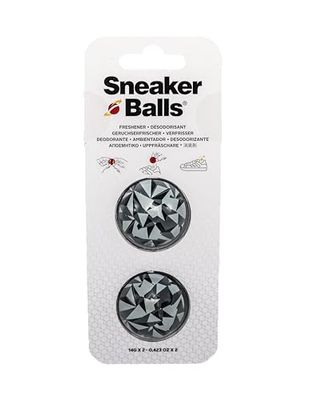 Sneaker Balls Shoe Deodorizer & Freshener Balls, Odor Eliminator for Shoes/Gym Bags/Lockers, Small 3.8cm Diameter, Quick-Twist Action, Long-Lasting 90-Day Fresh Scent- Edgy Black