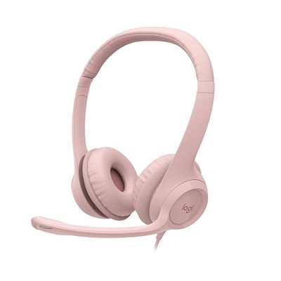 Logitech H390 Casque Filaire pour PC/Ordinateur Portable, Casque Stéréo avec Microphone Antibruit, USB-A, Commandes En Ligne, Compatible avec Chromebook - Rose