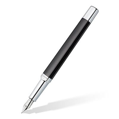 Staedtler Triplus 474, Stylo-plume triangulaire gris anthracite de haute qualité, Encre de couleur bleue et pointe de taille moyenne, 474 M09-3