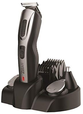 Tondeuse à cheveux 5 en 1 - Tondeuse de contour - Tondeuse à barbe - Tondeuse à cheveux - Tondeuse à cheveux longs - Batterie ou alimentation secteur - 10 embouts - Coupe-nez et oreilles