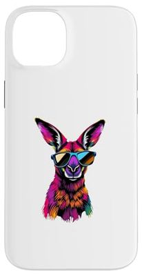Canguro Indossare Occhiali Da Sole Divertente Animale Colorato Canguro Custodia per iPhone 14 Plus