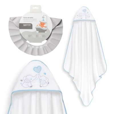 Interbaby - Mantello da bagno per bambini + cappello regolabile | Asciugamano con cappuccio 100% cotone, unisex, morbido, asciugatura rapida, ideale per neonati, neonati e bambini piccoli, design a