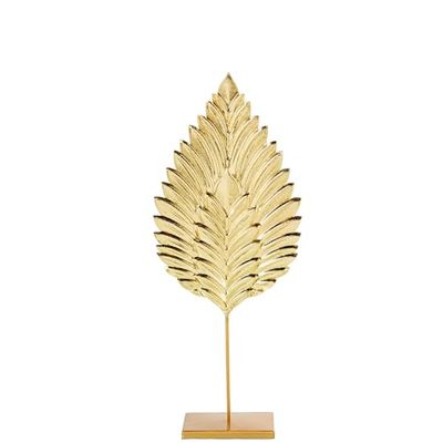 DRW Decorazione da tavolo in metallo con foglia in oro 8x15x38 cm