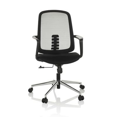 hjh OFFICE Silla de Oficina ergonómica SEDIOLO B Silla giratoria con Respaldo Transpirable y Refuerzo Lumbar, Tela/Malla Negro