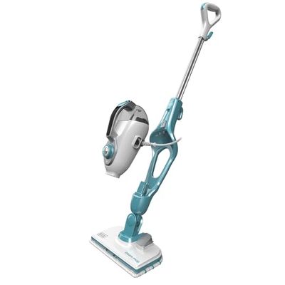 BLACK+DECKER Balai Vapeur Filaire 1300W 12 Accessoires, Blanc/Bleu Ciel, FSMH1321JSM-QS