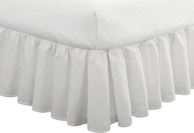 Fresh Ideas Ruffled Poplin Bedskirt California, Cotone Poliestere, White, Completo