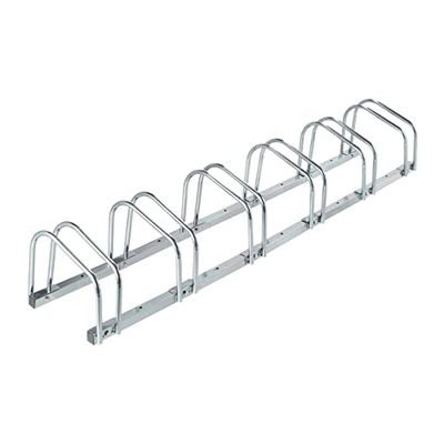 Relaxdays fietsenrek grond, voor 6 fietsen, e-bike, mtb, metaal, garage, schuur, buiten, fietsenstandaard, zilver