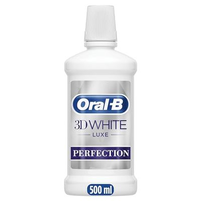 Oral-B 3D White Luxe Perfection Alcohol Free Mouthwash, Clean Mint Flavour, 500 ml