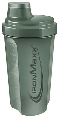 IronMaxx Protein Shaker - 700ml Mineral Green | Shaker de proteínas con tapa de rosca, tamiz y escala de medición | Antigoteo, apto para lavavajillas y libre de BPA y DEHP