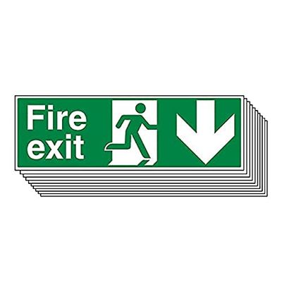 VSafety Fire Exit - Freccia per uscita antincendio, 300 x 100 mm, confezione da 10