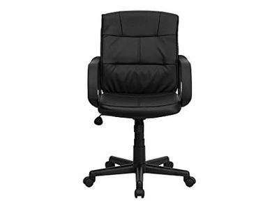 Mid-Back Negro Piel Giratorio Tarea Silla con Brazos de Nailon