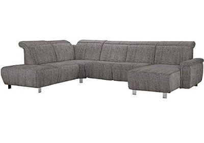 CAVADORE Tawo Salon de Jardin avec Chaise Longue à Droite et Coussin avec Dossier inclinable et réglage de la tête de lit Gris foncé 345 x 91-102 x 247