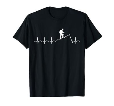 Heartbeat Heartline ECG Escursionismo in montagna Design Maglietta