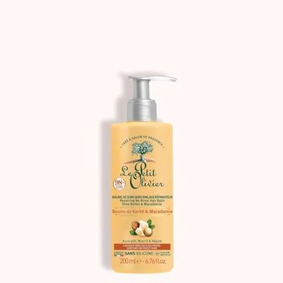 LE PETIT OLIVIER - Baume Réparateur De Soin Sans Rinçage - Assouplit, Nourrit & Répare - Karité & Macadamia - Cheveux Très Secs Ou Frisés - Sans Silicone - Fabriqué en France - 200 ml