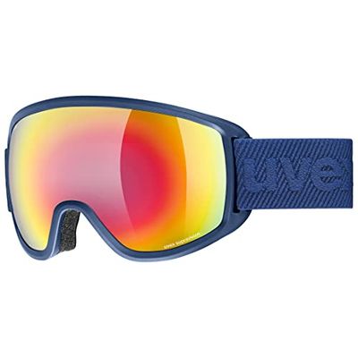 uvex topic FM sphere - gogle narciarskie unisex - bez zniekształceń obrazu i efektu zaparowania - widoczność bez zniekształcenia obrazu - navy matt/rainbow-rose - one size