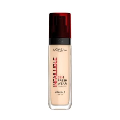L'Oréal Paris, base de maquilhagem líquida infaillible 32h Fresh Wear, para todos os tipos de pele, longa duração, Tom: Porcelaine (15), 30 ml