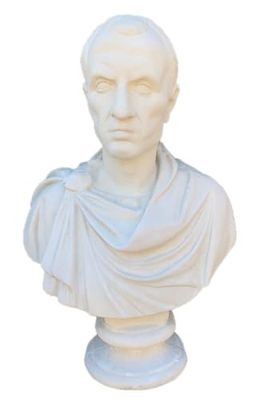 Fanuli manufatti - Busto di Giulio Cesare Grande in cemento bianco e polvere di marmo, per esterno. Statue per Giardino
