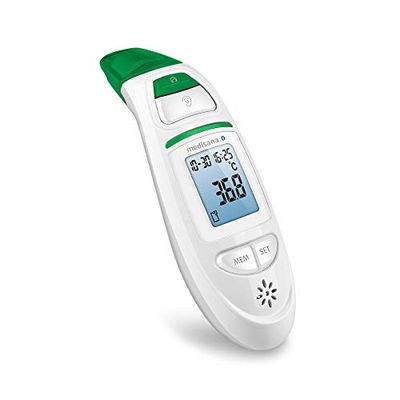 medisana TM 750 Sluit Digitale 6-In-1 Klinische Oorthermometer Aan met Visueel Koortsalarm, Geheugenfunctie en Bluetooth voor Baby's, Kinderen en Volwassenen