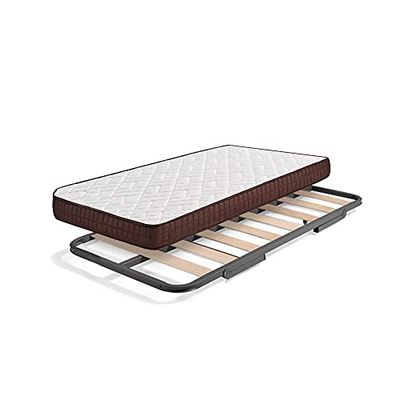 HOGAR24 ES Sommier inférieur de lit gigogne, entraînement avec Roues + Matelas viscobrown, 90 x 180 cm, Métal, 90x180 cm