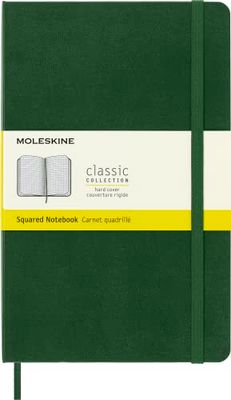 Moleskine Anteckningsbok, stor, rutade sidor, myrtengrön, hård (12,7 x 21 cm)