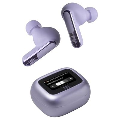 JBL Live Beam 3, Draadloze oordopjes met Bluetooth, 48 uur batterijduur, True Adaptive Noise Cancelling en Hoogwaardig JBL Signature Geluid, IP55 Waterproof, Closed-Back Stick Ontwerp, Paars
