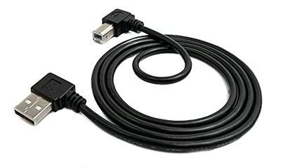 SYSTEM-S USB 2.0 kabel 100 cm typ A hane till B-kontakt vinkel i svart