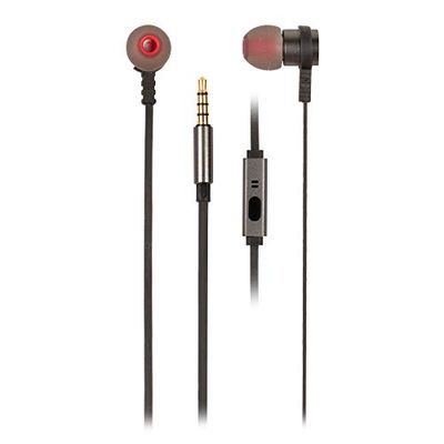 NGS CROSS RALLY GRAPHITE - Auricolari in Metallo, Cavo Piatto da 120 cm, Tecnologia Assistente Vocale, Connessione Jack da 3,5 mm, 20 Hz, Colore Nero e Rosso