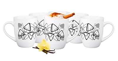 Glasmark Krosno - Set di 6 tazze da caffè in ceramica con manico, 300 ml