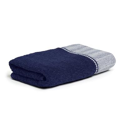 Möve Brooklyn - Asciugamano con bordo a spina di pesce, 50 x 100 cm, in 85% cotone, 10% viscosa, 5% lino, colore: Mare profondo
