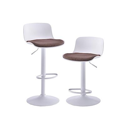 Kidol & Shellder Tabouret Bar Chaises de Salle à Manger Lot de 2 Blanc Marron Polaire Teddy Coussin d'assise à Dossier Pivotant Réglable en Hauteur en Métal Plastique Maison Cuisine Bistro