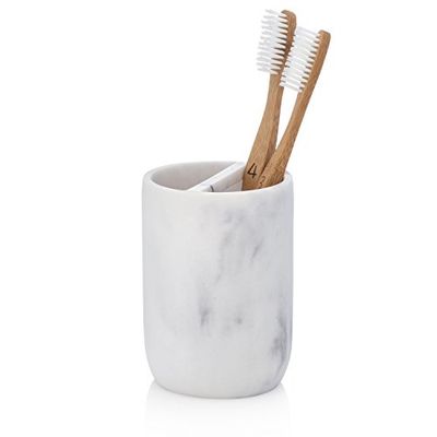EssentraHome Blanc Collection Spazzolino Supporto del Basamento per Vanity controsoffitti Spazzolino Holder Bianco