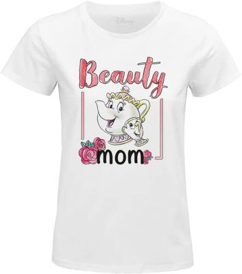 Disney Beauty & The Beast - Mrs Potts Beauty Mom WODBEASTS011 T-shirt voor dames, wit, maat L, Wit, L