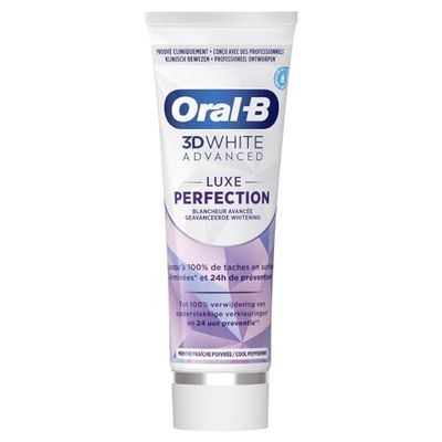 Oral-B Biała Zaawansowana luksusowa perfekcja 3D biała pasta do zębów, technologia wybielająca do usuwania plam z powierzchni zębów, aromat miętowy, do codziennego szczotkowania, 75ml