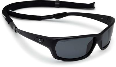 Cressi Bill Zonnebril W/Lace - Zonnebril met Zwevend Lanyard, Zwart/Smoked Lens Zwart, Zwart, one size
