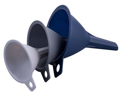 Tasty Juego de 3 embudos de plástico: llenado preciso de botellas y recipientes - perfecto para la cocina y el día a día en gris/azul