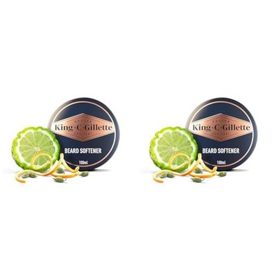 King C. Gillette Beard Balm for Men, 100 ml, with Cocoa Butter, Argan Oil & Shea Butter, Facial Hair Moisturiser (Pack of 2)