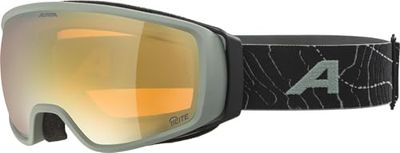 ALPINA Double Jack PLNT Q-LITE - OTG Skibril met spiegelende, contrastversterkende 100% uv-bescherming voor volwassenen, willow-green mat, eenheidsmaat