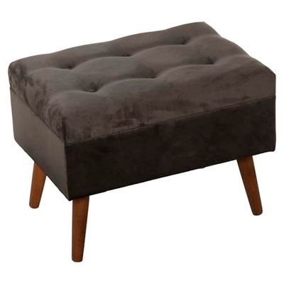 BANQUETA ARCÓN PIE DE CAMA TERCIOPELO GRIS OSCURO,PATAS MAD_60X40X45CM, DM/ABETO/POLI╔STE