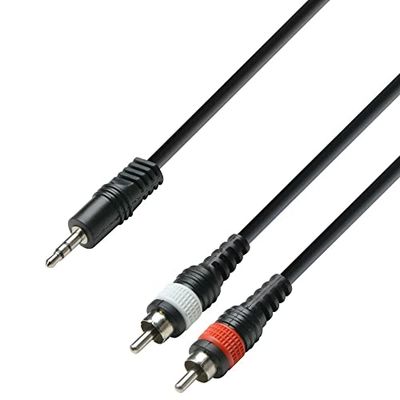 Adam Hall 3 Star Series 1m 3.5mm Jack Stereo to 2x RCA Male Audio Cable