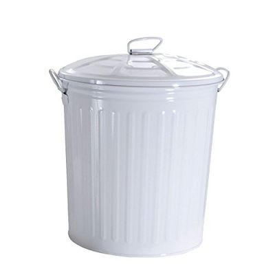 King Home B1219331/B vuilnisbak 18 liter, gelakt, wit, Ø 31 x 35H
