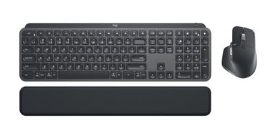 Logitech Combinación de claves empresariales MX | Gen 2. Diseñado para empresas. Teclado y ratón inalámbricos con reposamuñecas, QWERTZ alemán, color gris