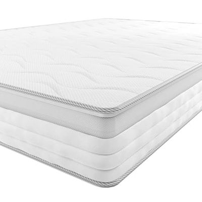 Amazon Basics Colchão de molas ensacadas com 7 zonas diferenciadas, firmeza média (H3), 90 x 200 x 21,5 cm, branco