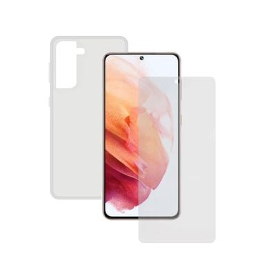 Beschermhoesje voor Galaxy S21 5G, transparant, met displaybeschermfolie van gehard glas 9H KSIX